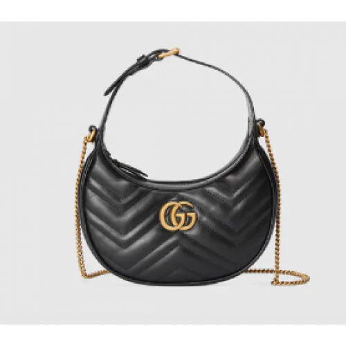 Mini torebka Gucci GG Marmont w kształcie półksiężyca 699514 czarna