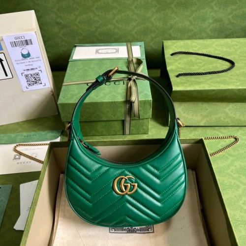 Torebka mini Gucci GG Marmont w kształcie półksiężyca 699514 zielona