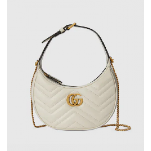 Torebka mini Gucci GG Marmont w kształcie półksiężyca 699514 biała