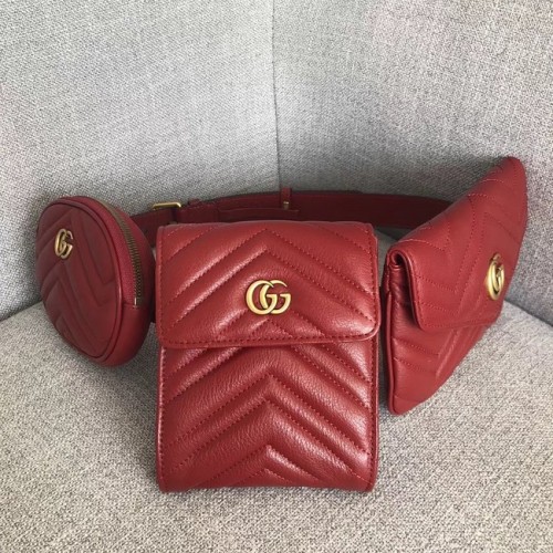 Gucci GG Marmont matelase belt bag 524597 red