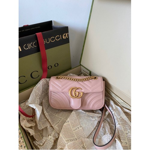 Gucci GG Marmont matelase mini bag 446744 pink