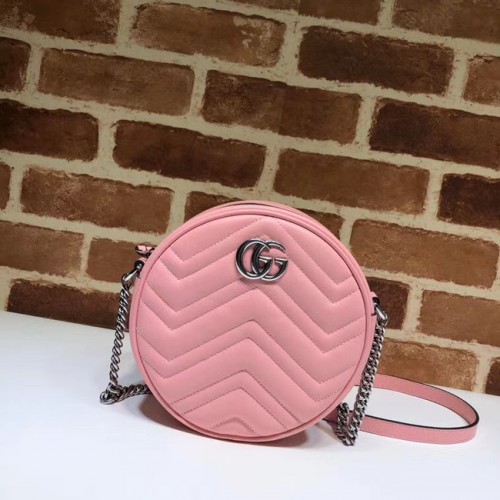 Torebka okrągła na ramię Gucci GG Marmont mini 550154 Pastelowy róż