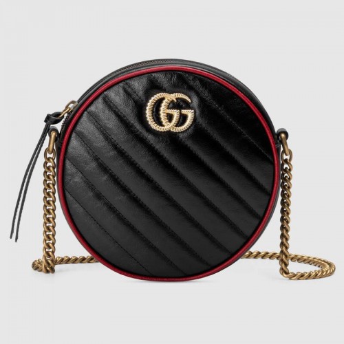 Torebka okrągła na ramię Gucci GG Marmont mini 550154 czarna