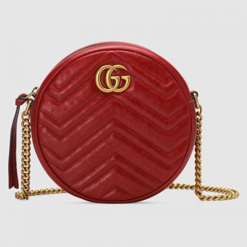 Torebka okrągła na ramię Gucci GG Marmont mini 550154 czerwona
