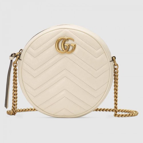 Torebka okrągła na ramię Gucci GG Marmont mini 550154 biała