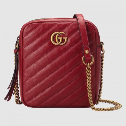 Torebka mini na ramię Gucci GG Marmont 550155 Czerwona