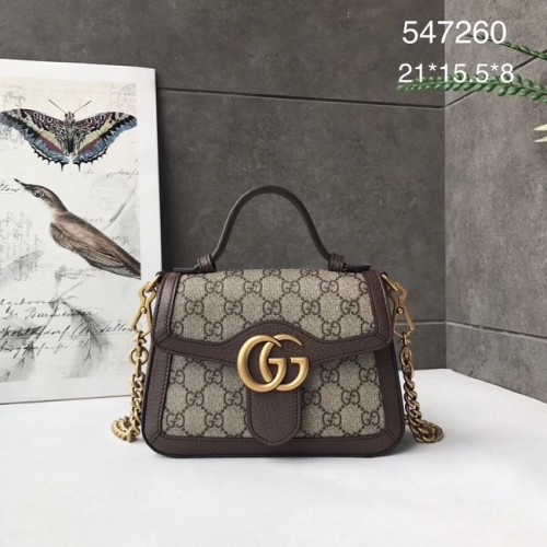 Torebka mini Gucci GG Marmont z uchwytem u góry 547260 brązowa