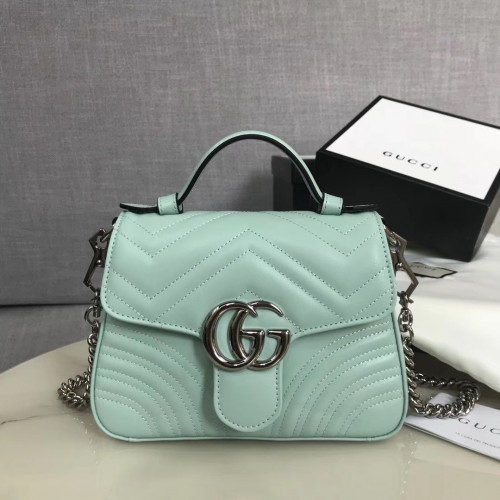 Torebka mini Gucci GG Marmont z uchwytem u góry 547260 jasnozielona