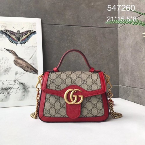 Torebka mini Gucci GG Marmont z uchwytem u góry 547260 czerwona