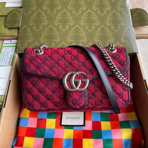 Gucci GG Marmont mała torebka na ramię wielokolorowa 443497 czerwona