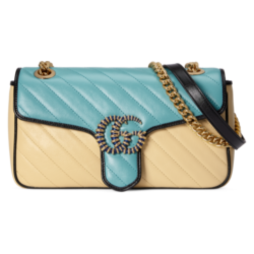 Mała torebka na ramię Gucci GG Marmont 443497 Pastelowy błękit