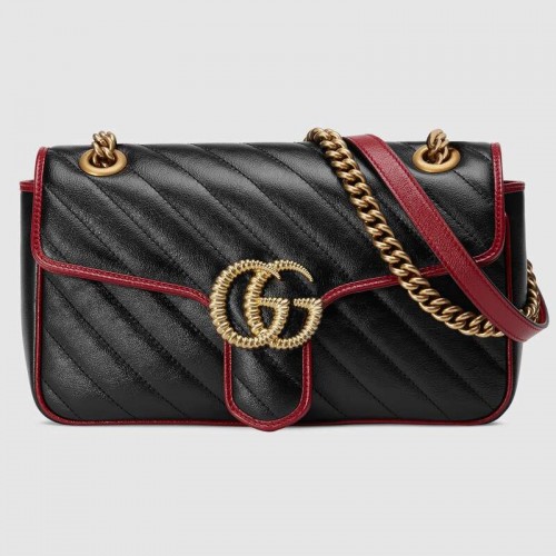 Mała torebka na ramię Gucci GG Marmont 443497 czarna