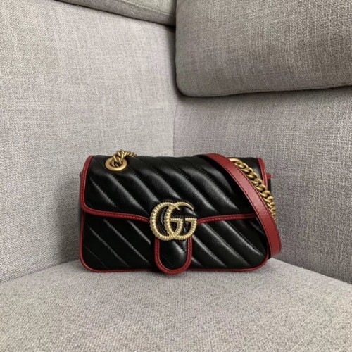 Mała torebka na ramię Gucci GG Marmont 446744 czarna