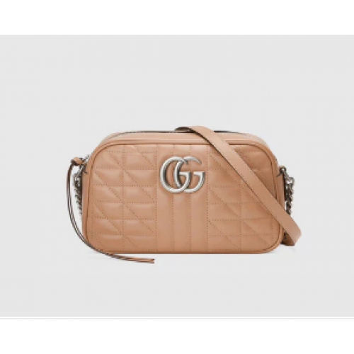 Mała torebka na ramię Gucci GG Marmont 447632 Różowo-beżowa