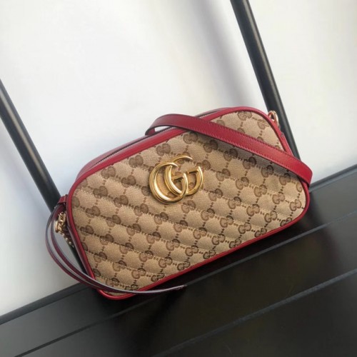 Mała torebka na ramię Gucci GG Marmont 447632 czerwona