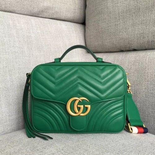 Mała torebka na ramię Gucci GG Marmont 498100 zielona