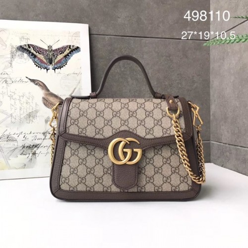 Torebka Gucci GG Marmont mała z uchwytem u góry 498110 brązowa