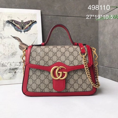 Torebka Gucci GG Marmont mała z uchwytem u góry 498110 czerwona