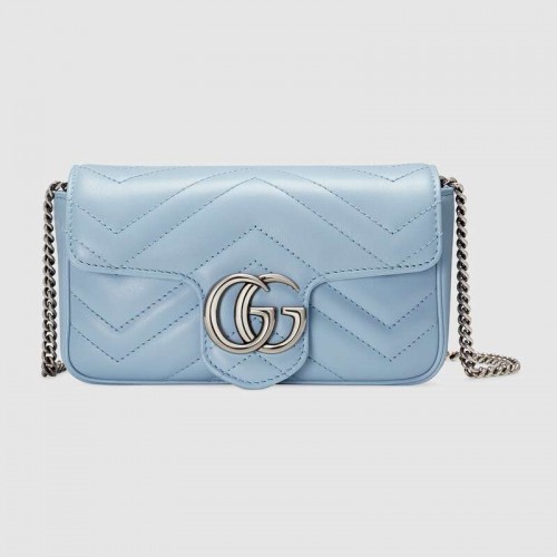 Torebka Gucci GG Marmont super mini 476433 Pastelowy błękit