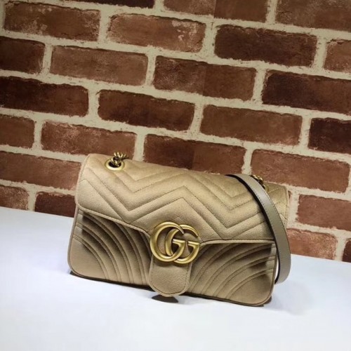 Gucci GG Marmont aksamitna średnia torba na ramię 443497 Khaki
