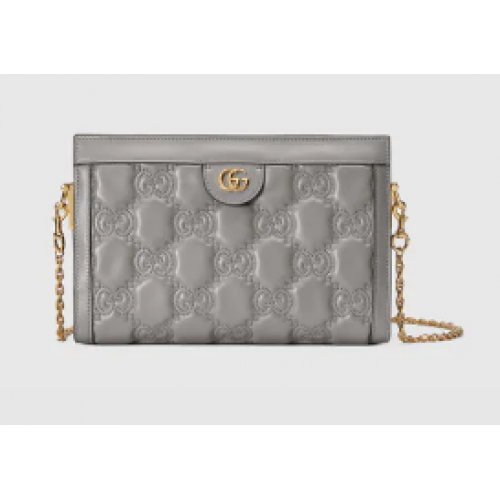 Torba na ramię Gucci GG Matelasse ze skóry 702200 Dusty grey