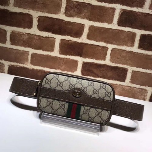 Gucci GG Oryginalna skórzana torebka-nerka GG 519308 brązowa