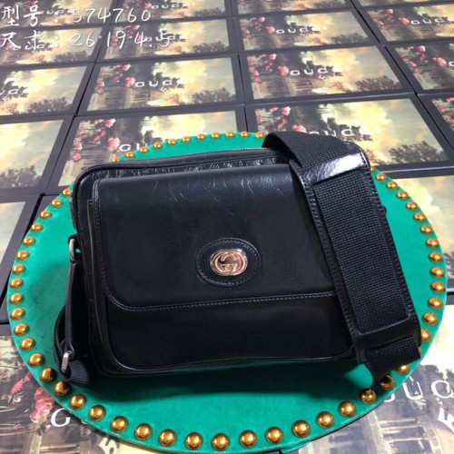 Gucci GG Oryginalna skórzana torba listonoszka 574760 czarna