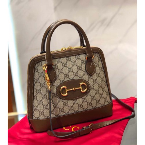 Torebka Gucci GG Supreme Canvas z uchwytem u góry 621220, brązowa