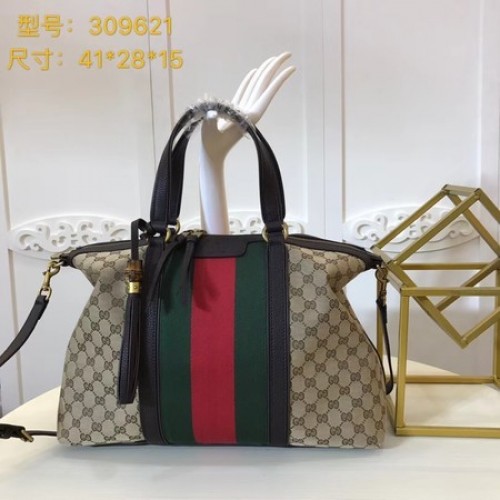 Torba płócienna Gucci GG Supreme 309621 w kolorze kawy