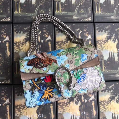 Mała torebka na ramię Gucci GG Supreme z płótna Dionysus 400249 pszczoła