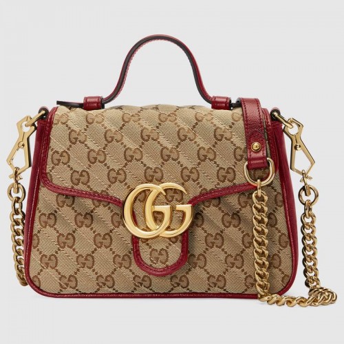 Torebka Gucci GG Supreme Canvas Mini z uchwytem u góry 583571 czerwona