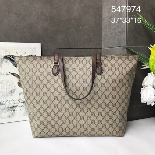 Torba typu tote Gucci GG Supreme z płótna średniej wielkości, brązowa, 547974