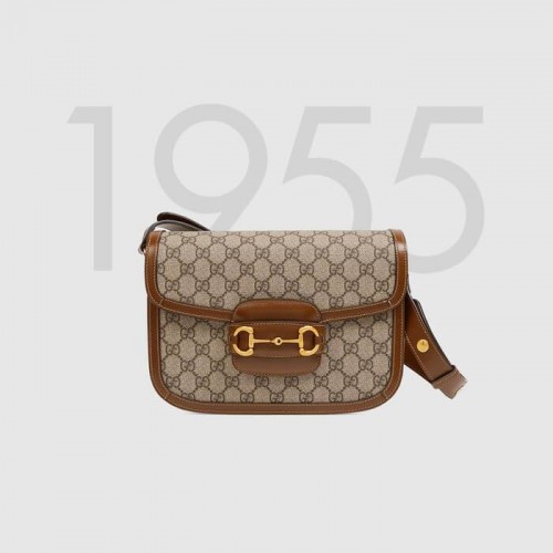 Torba na ramię Gucci GG Supreme z płótna 602204 brązowa