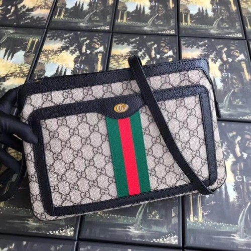Gucci GG Supreme średnia torebka na ramię 523354 czarna