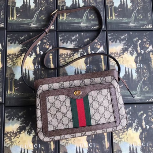 Mała torebka na ramię Gucci GG Supreme 523354 brązowa