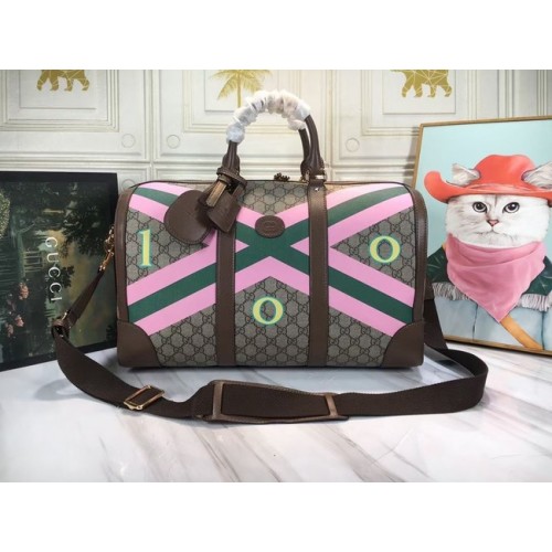 Torba podróżna Gucci GG z nadrukiem goździków 681133 brązowa