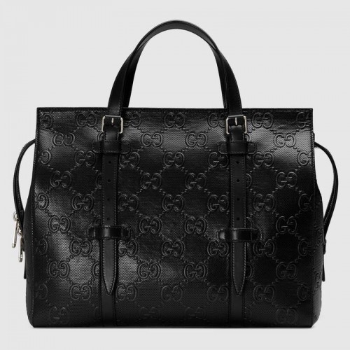 Torba typu tote z wytłoczonym wzorem GG firmy Gucci 625774, czarna