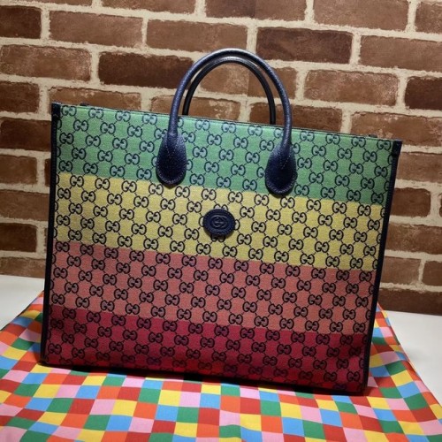 Torba na zakupy Gucci GG 659980 Zielono-żółto-czerwono-pudrowa
