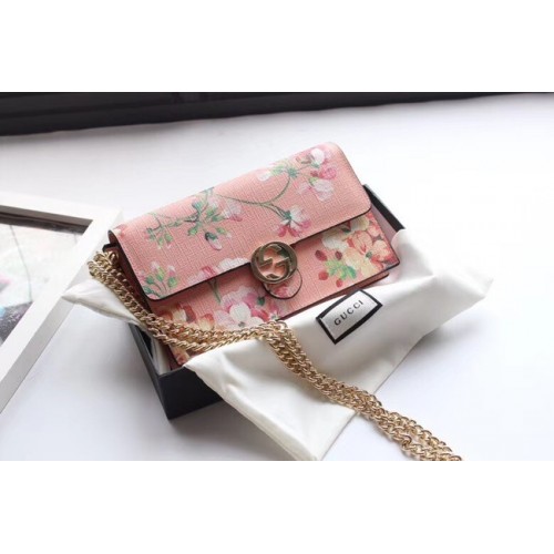 Torebka kopertówka na ramię Gucci GG najwyższej jakości z płótna, kolor różowy 409340