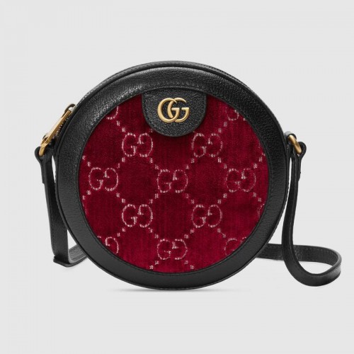 Okrągła torebka na ramię Gucci GG z aksamitu 574978