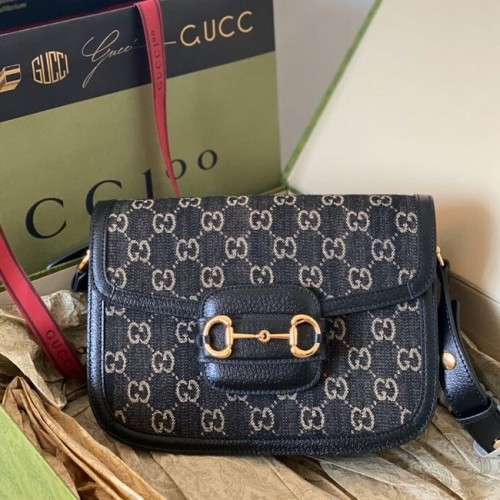 Torba na ramię Gucci Horsebit 1955 602204 Czarna