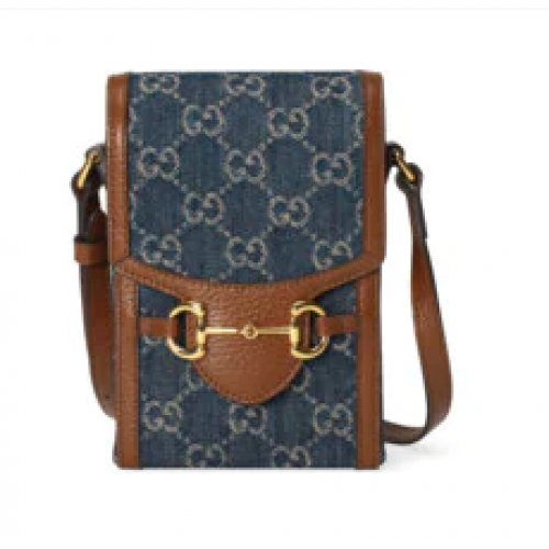 Mini torebka Gucci Horsebit 1955 625615 niebieska