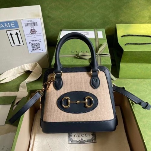 Gucci Horsebit 1955 mini torebka z uchwytem u góry 640716 materiał i niebieski