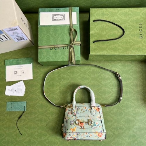 Gucci Horsebit 1955 mini torebka z uchwytem u góry 640716 jasnoniebieska