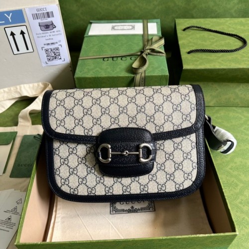 Torba na ramię Gucci Horsebit 1955 602204 Niebieska