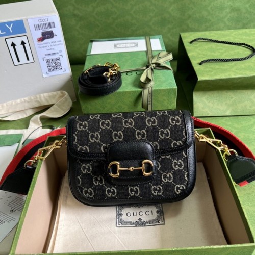 Torebka na ramię Gucci Horsebit 1955 658574 Czarna