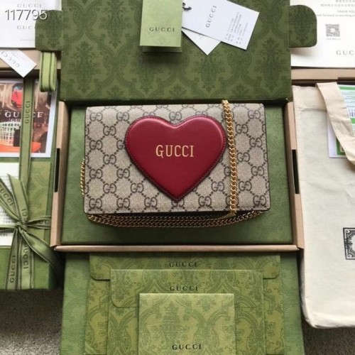 Portfel Gucci Horsebit 1955 z łańcuszkiem 648948 brązowy
