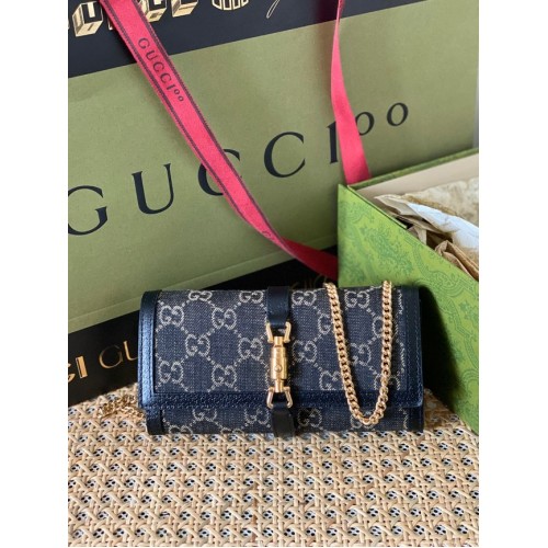 Portfel łańcuszkowy Gucci Jackie 1961 GG 652681 niebieski