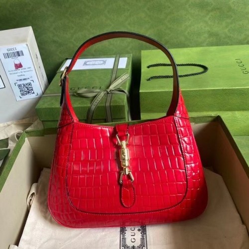 Mała torebka na ramię Gucci Jackie 1961 ze skóry krokodyla 636709 czerwona