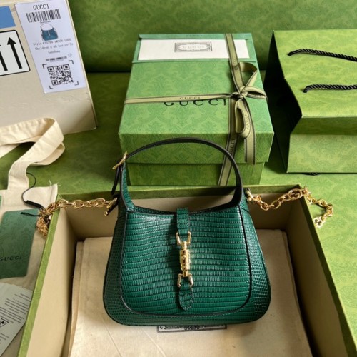 Gucci Jackie 1961 jaszczurka mini torebka 675799 zielona